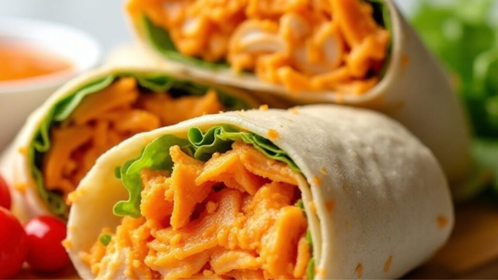 Buffalo Chicken Wraps - Spicy and flavorful wraps made with leftover rotisserie chicken