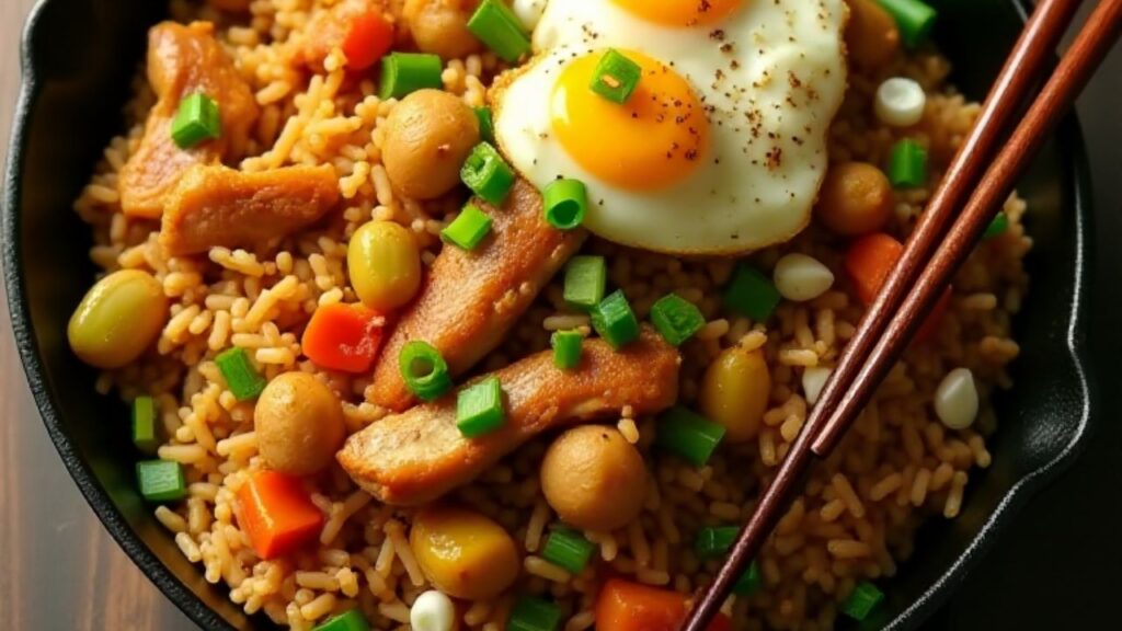 Chicken Fried Rice - A quick and easy one-pan meal using rotisserie chicken