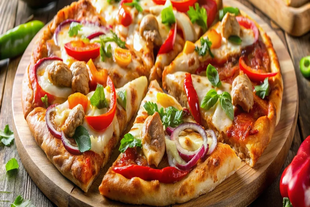 Chicken Fajita Pizza serving pieces