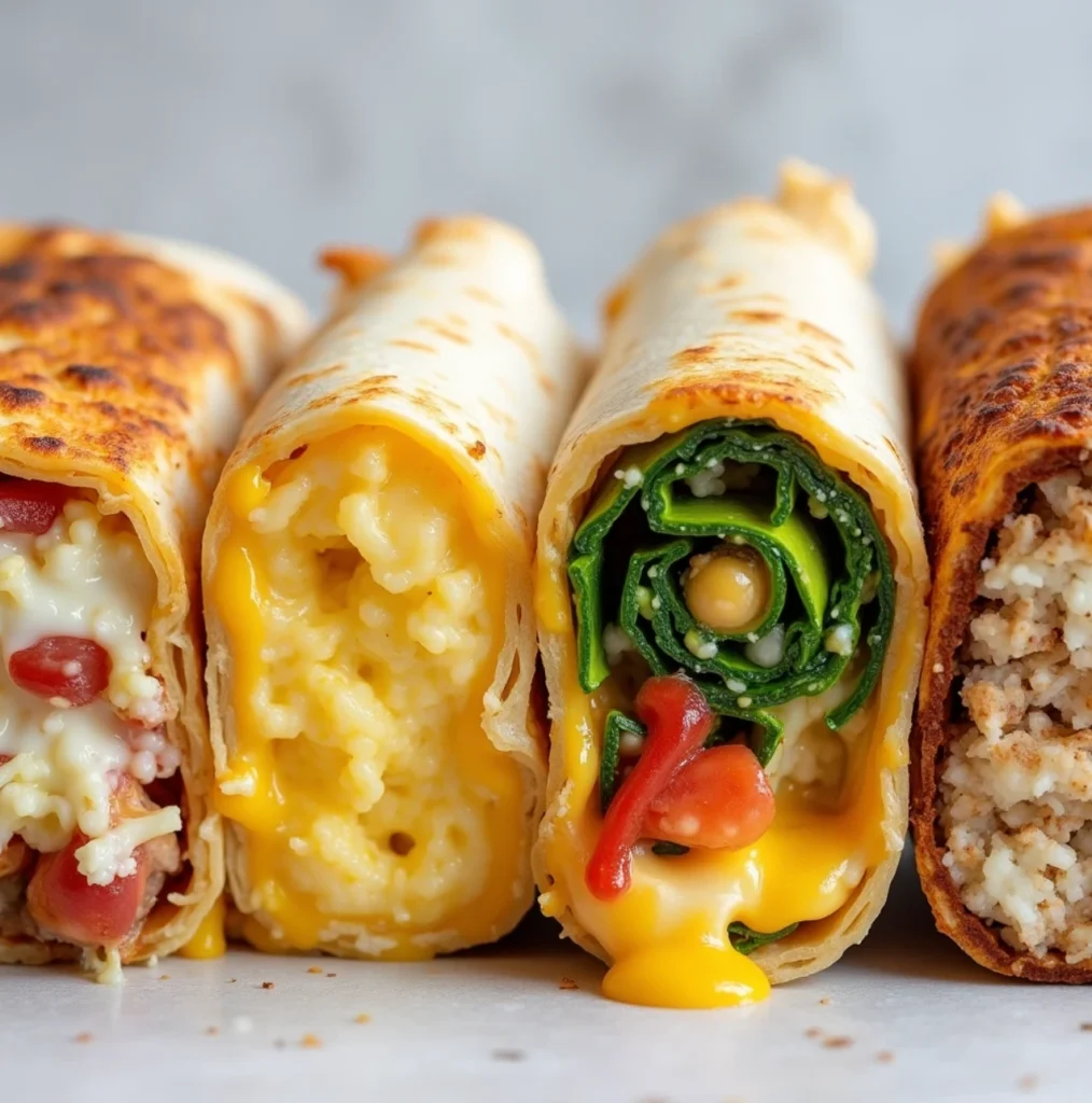 Golden-brown grilled cheese burrito cut in half, revealing melty cheese interior