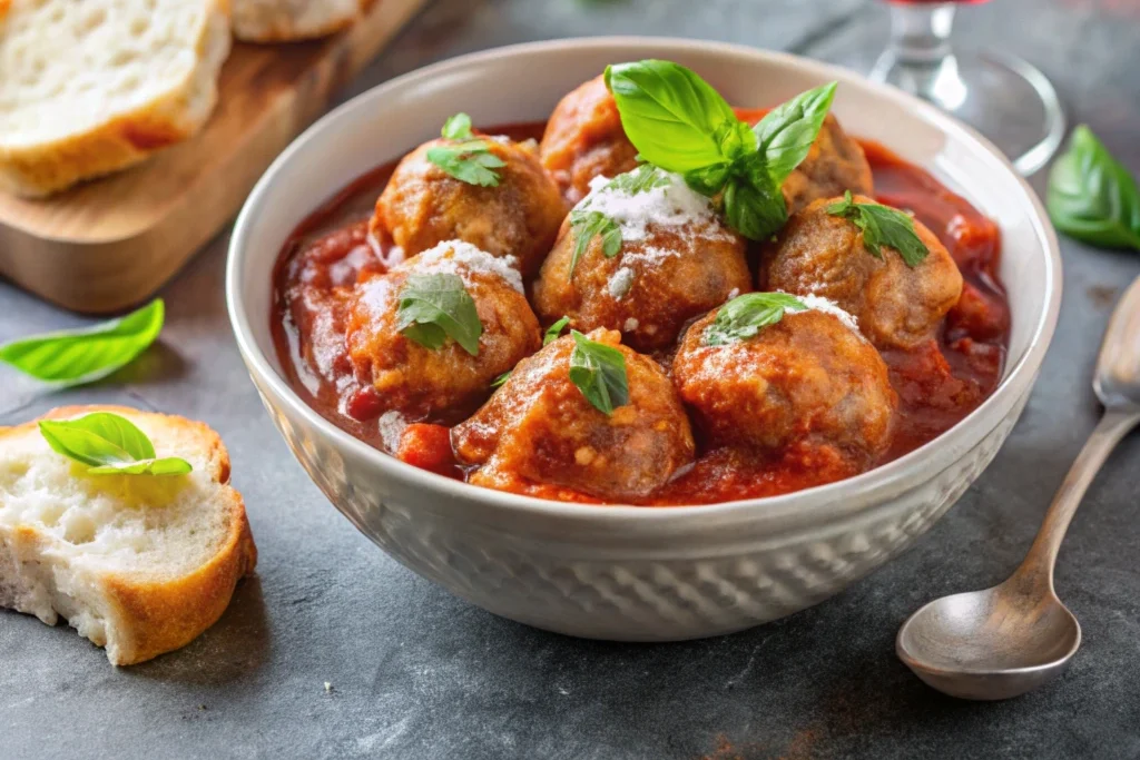 a bowl of turkey meatball Ground Turkey Recipes