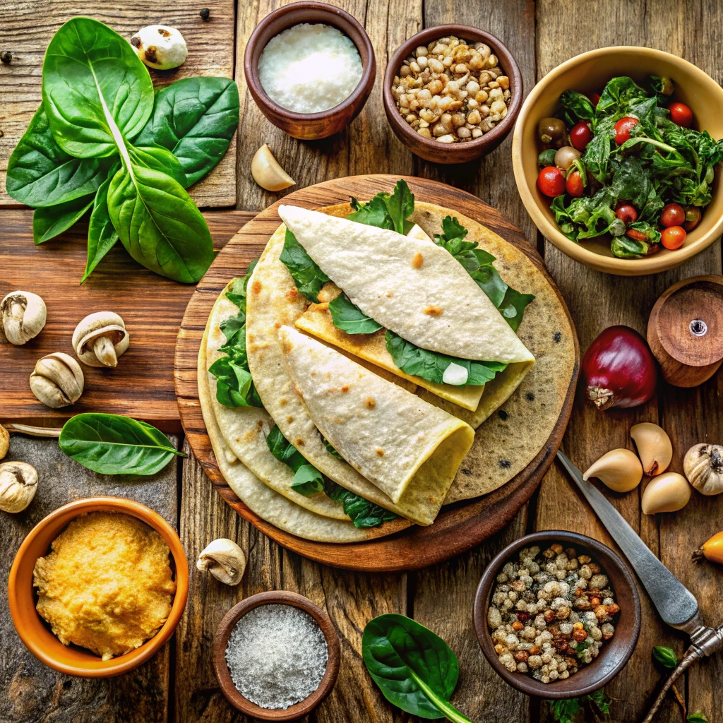 baked spinach mushroom quesadillas ingredients